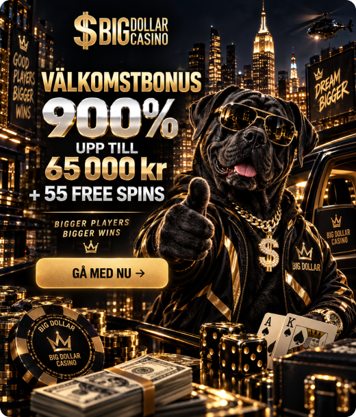 Registrering på Big Dollar Casino med välkomstbonus